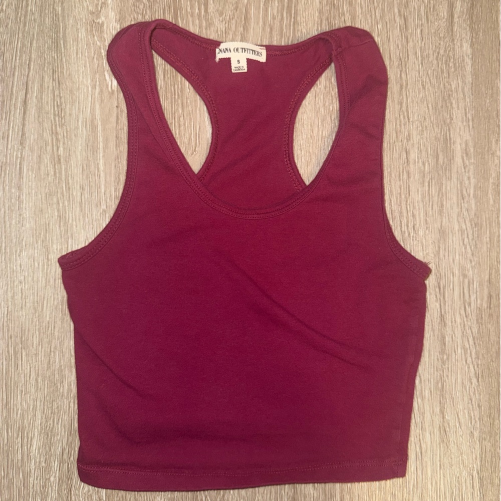 Zenana Outfitters Maroon Racerback Crop Tank Top - Size S